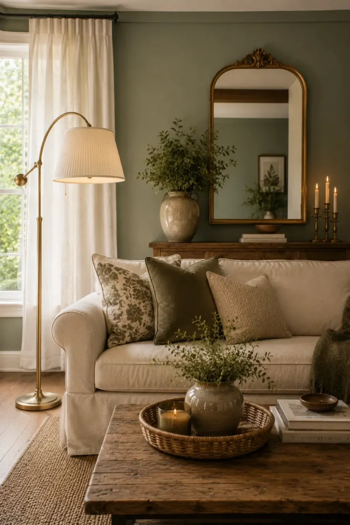 Sage Green and Brass Decor Pairing