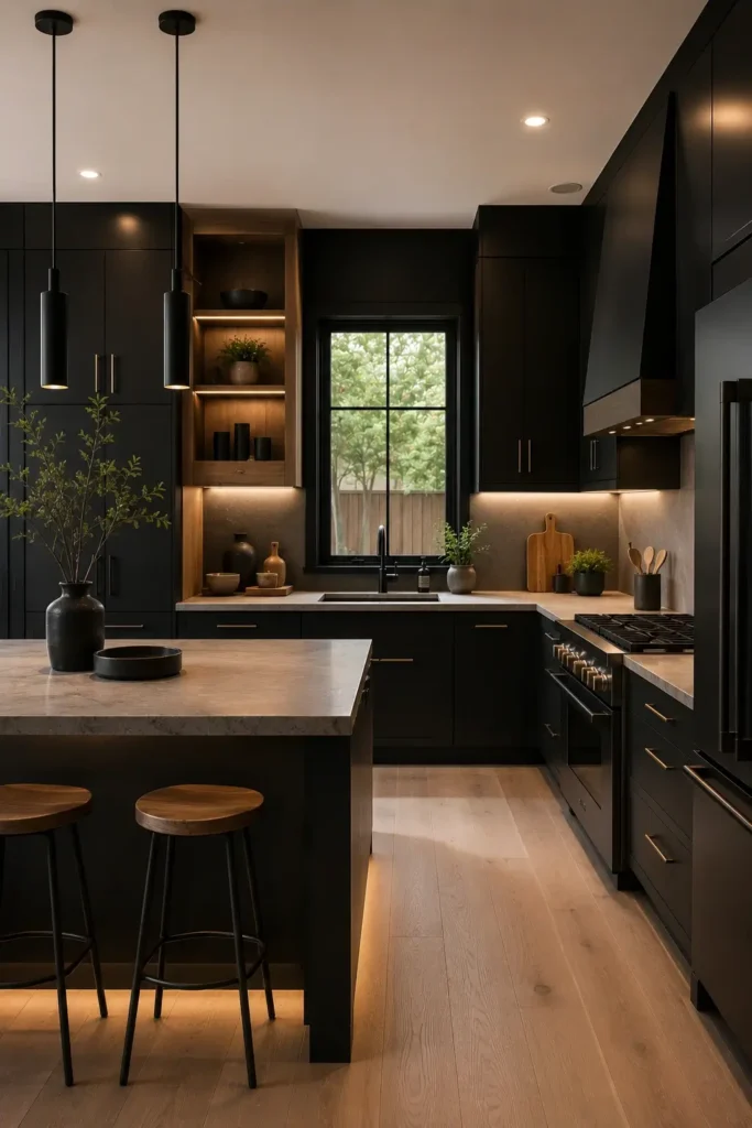 Matte Black Cabinets for Contemporary Kitchens