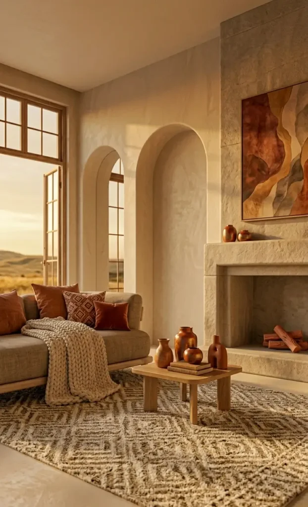 warm beige living room decor