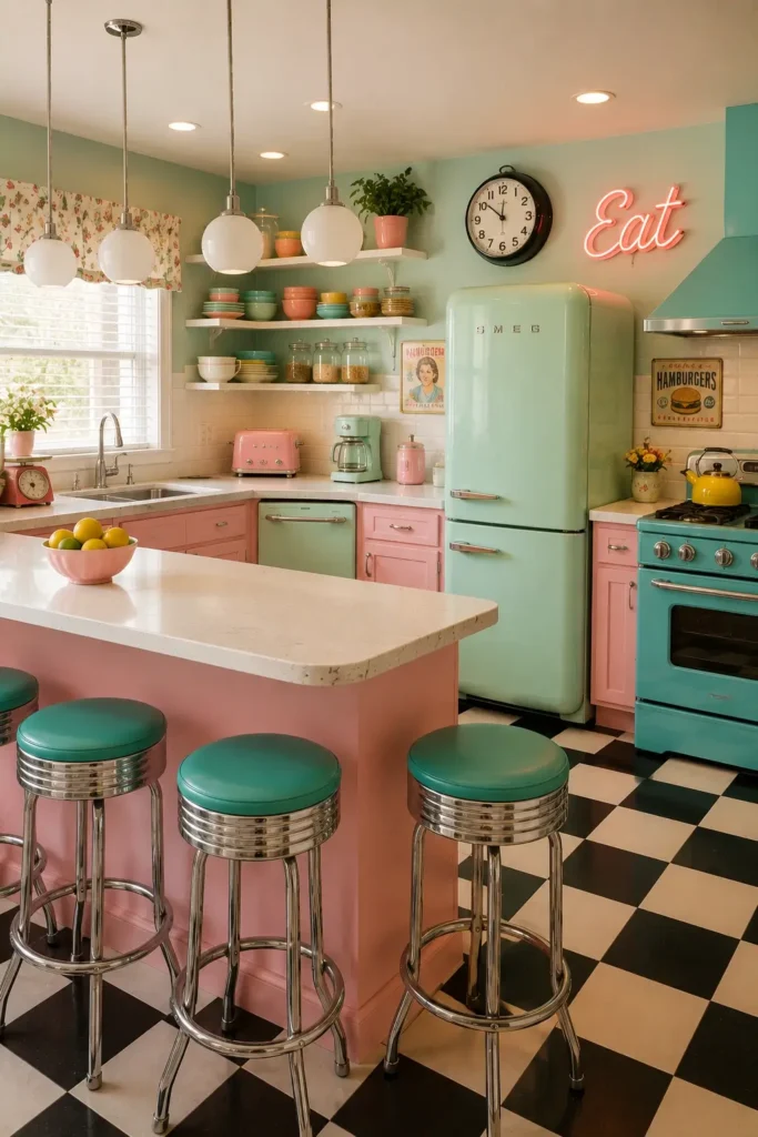 Retro Colorful Kitchens