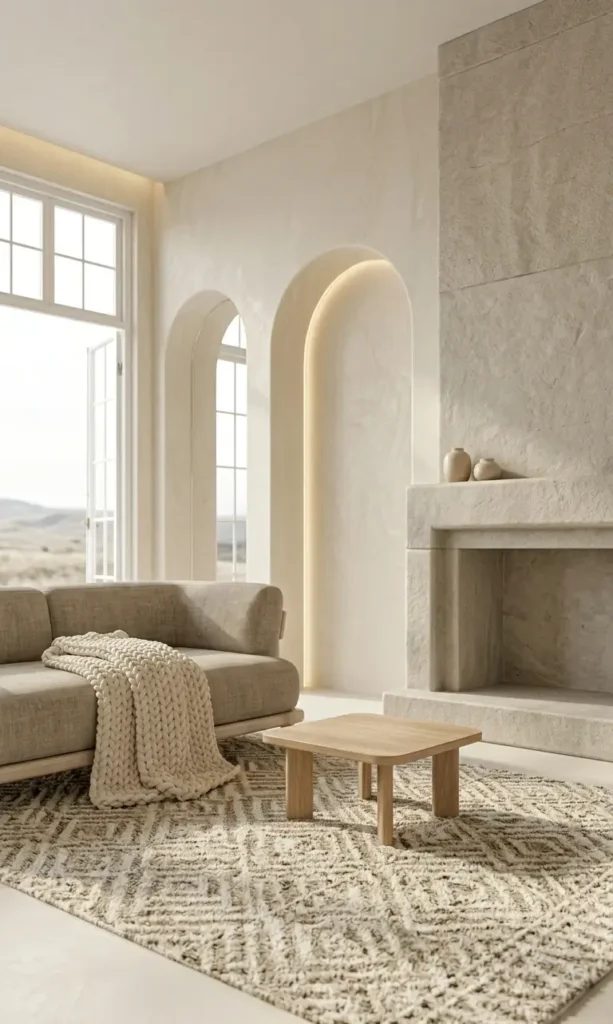warm beige living room decor