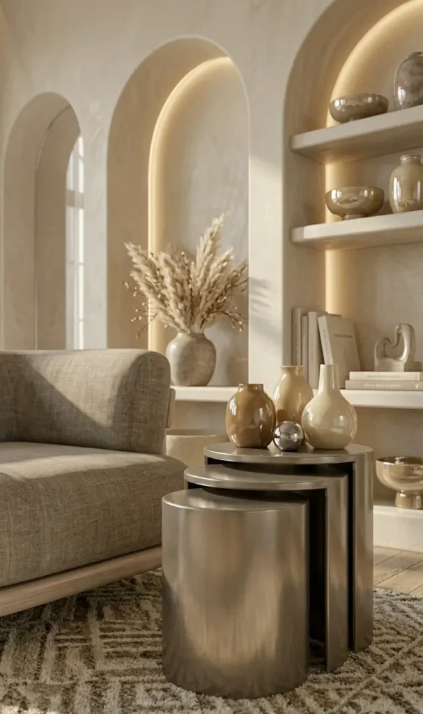 warm beige living room decor