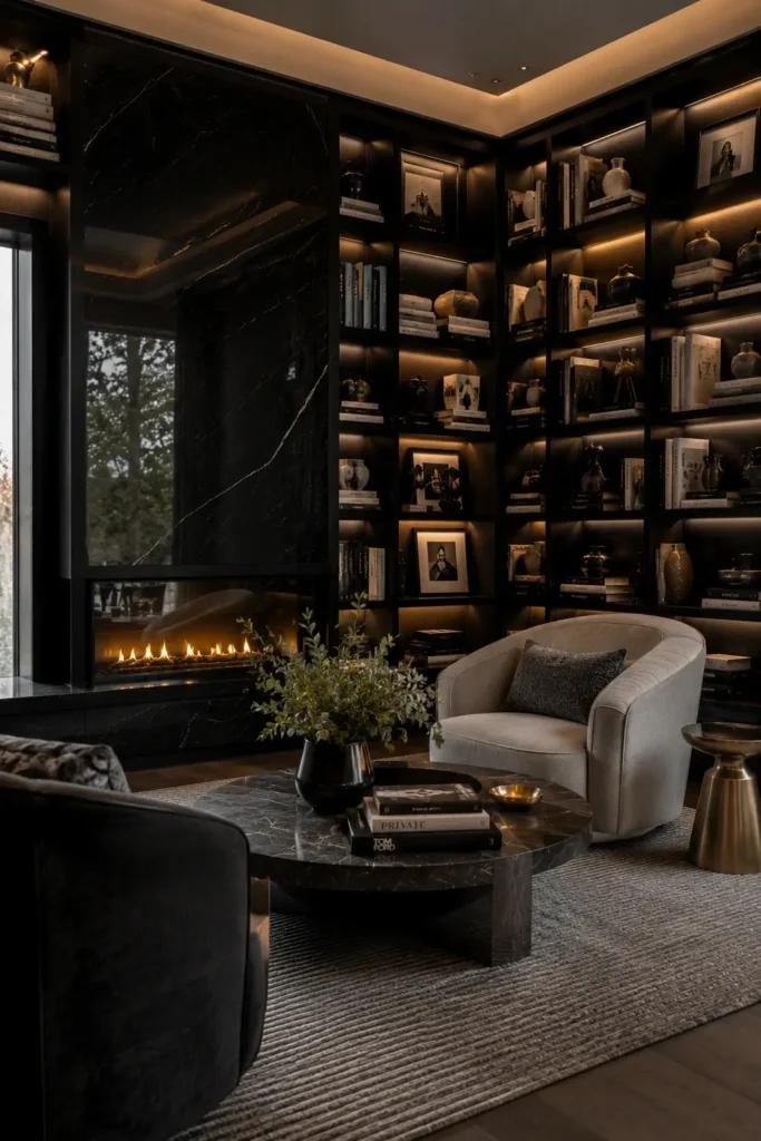 Attic Home Library Decor Ideas With Cozy Lighting