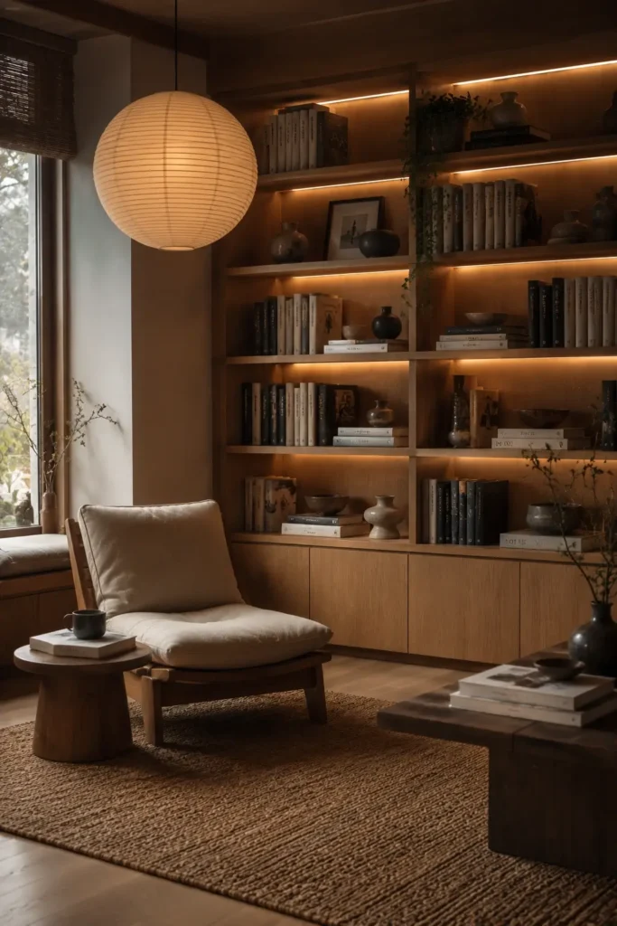 Modern Rustic Home Library Ideas With Wooden Beams