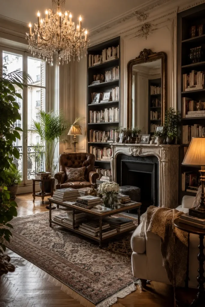 Designer Home Library Ideas With Marble Coffee Tables