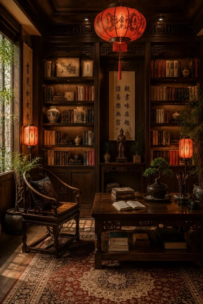 Traditional Chinese Home Library Decor Ideas