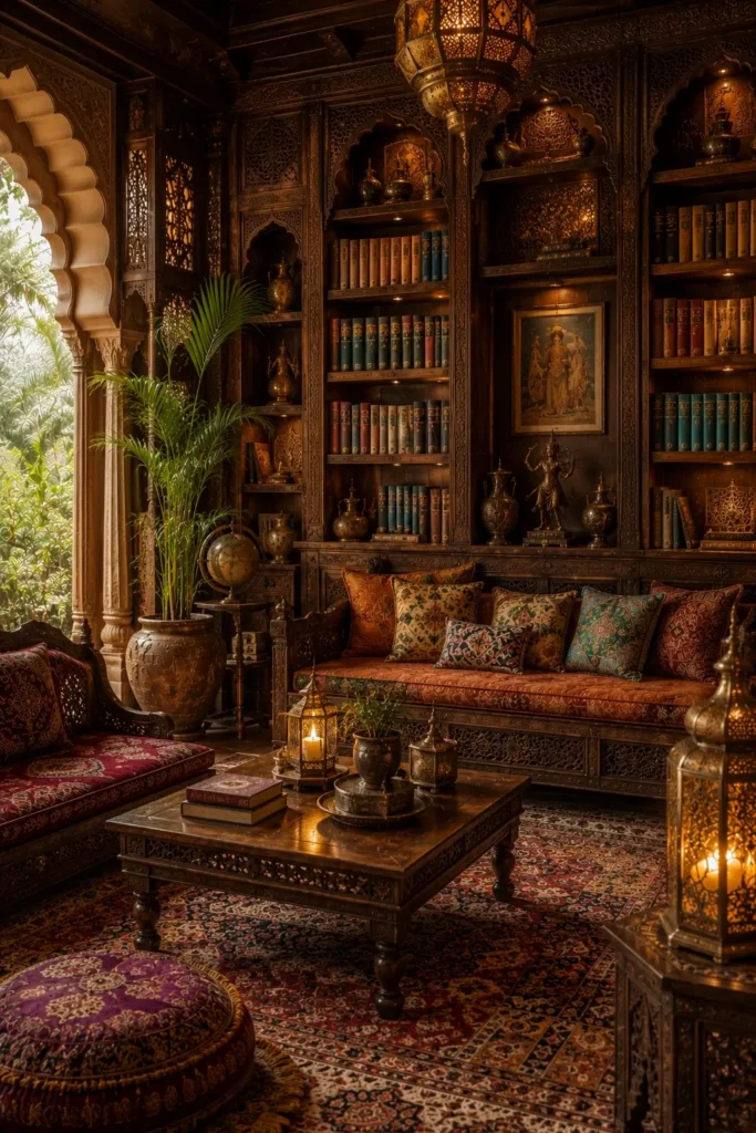Indian Home Library Design Ideas With Royal Details