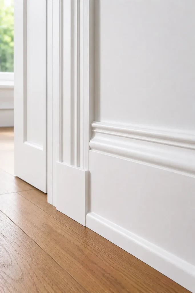 Farmhouse Baseboards With Matching Door Casing