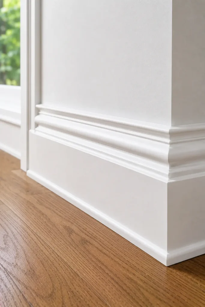 Traditional Farmhouse Baseboard Trim With Classic Moulding