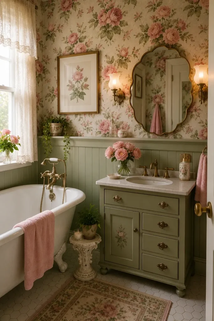 Vintage Pink and Green Wallpaper Styles
