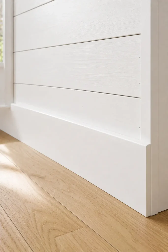 Farmhouse Baseboards Paired With Shiplap Walls