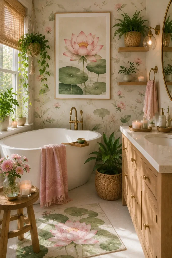 Lotus and Floral Bathroom Themes