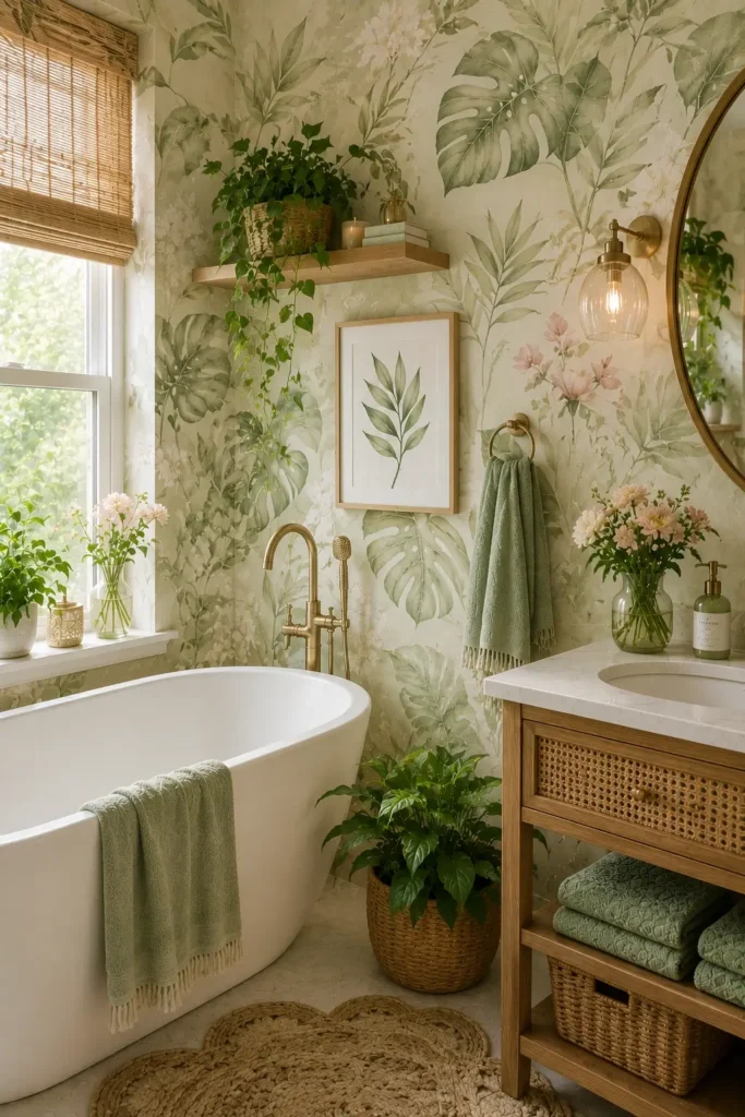 Botanical Bathroom Wallpaper Ideas