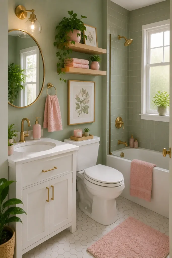 Small Pink and Green Bathroom Decor Ideas