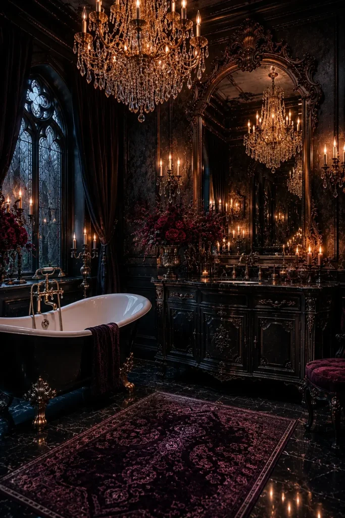 Oversized Mirrors and Crystal Chandeliers