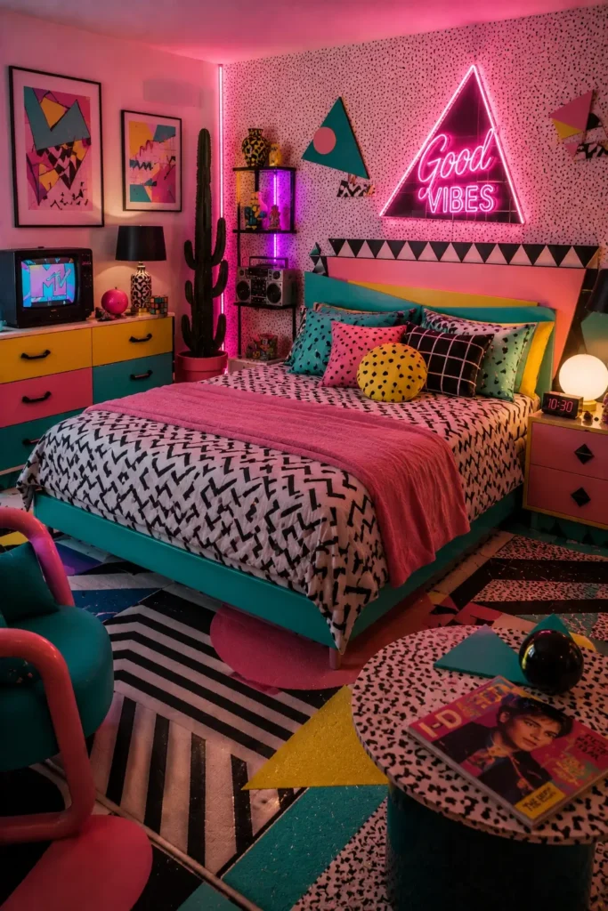 Memphis Design Bedroom Ideas With Iconic 80s Style