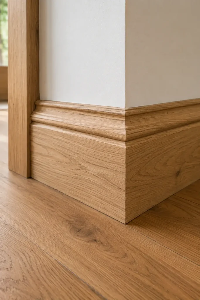 Natural Wood Baseboards for Rustic Warmth
