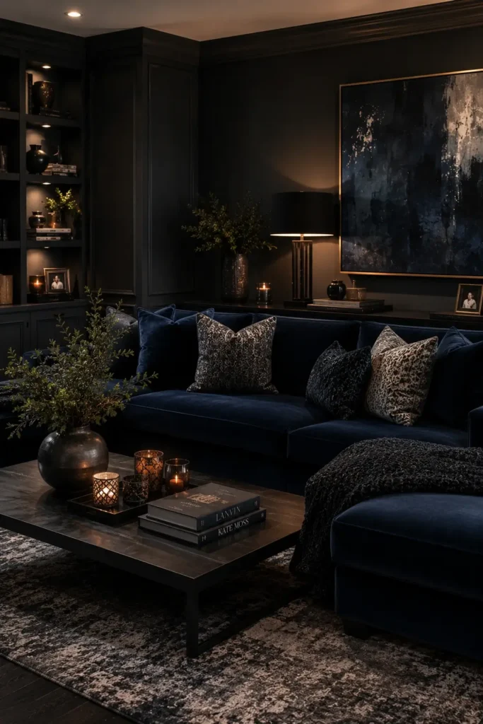 Moody Dark Blue and Charcoal