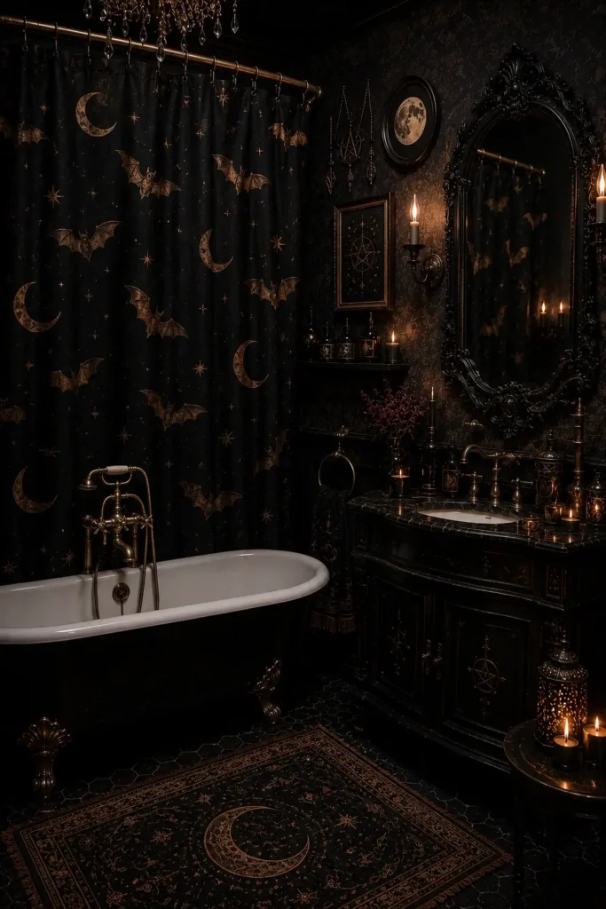 Witchy and Gothic Bat Shower Curtains
