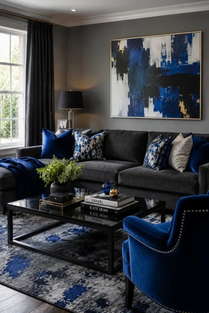 Royal Blue and Charcoal Grey