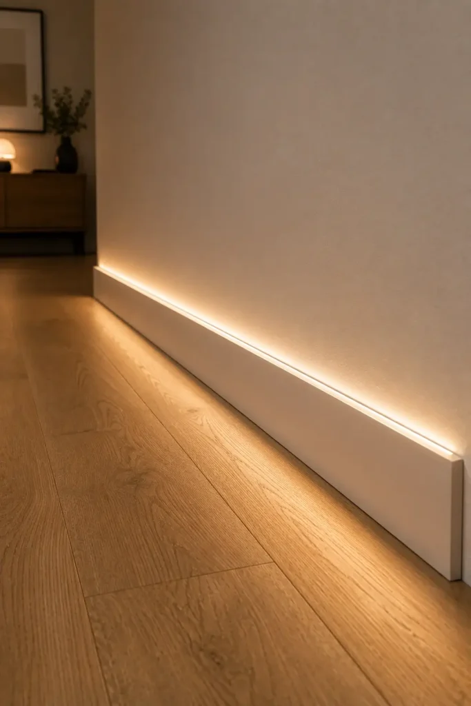Minimalist LED Baseboard Molding With Indirect Light