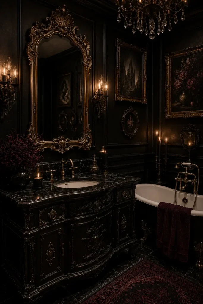 Gothic Bathroom Vanity and Mirror Ideas