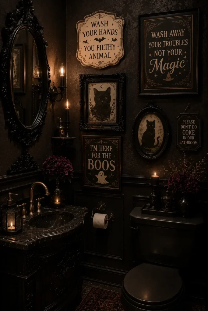 Funny Gothic Bathroom Signs and Witchy Quotes