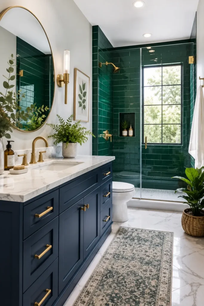 Try Navy and Emerald