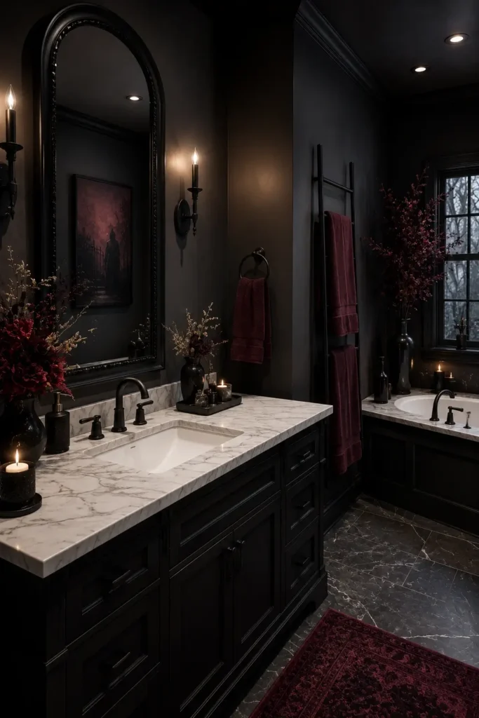 Gothic Bathroom Decor Black Accents That Add Drama