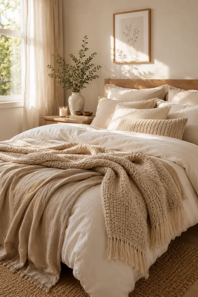 Layer Warm Neutrals for a Relaxing Retreat