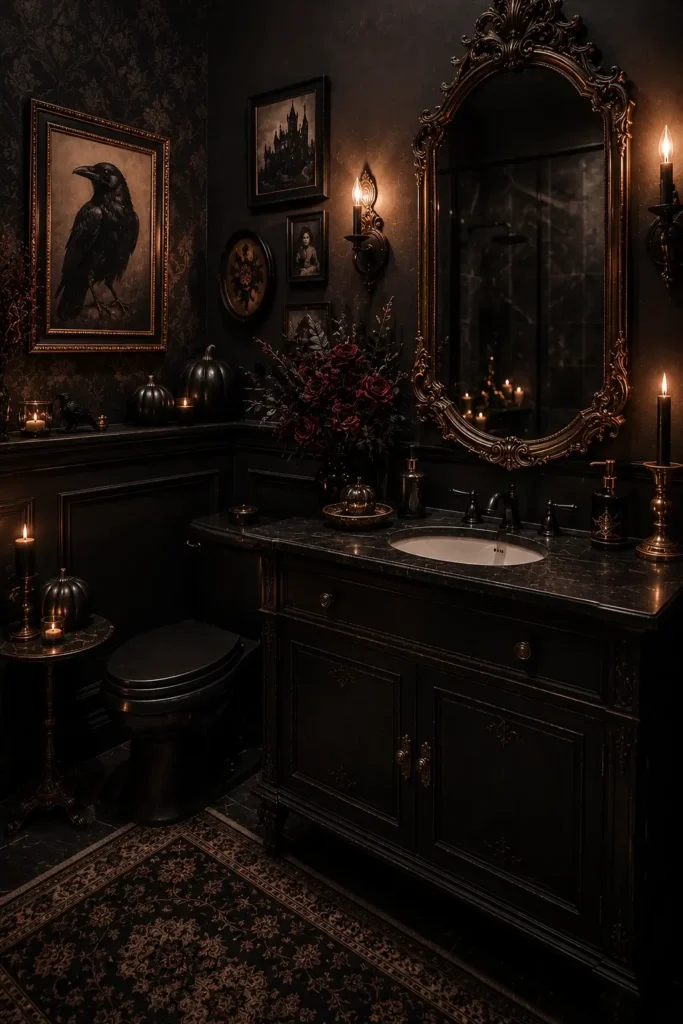 Halloween Gothic Bathroom Styling