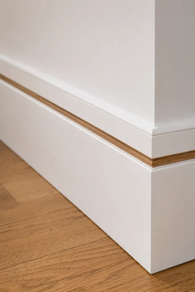 Farmhouse Baseboard Trim With a Custom Inlay Detail