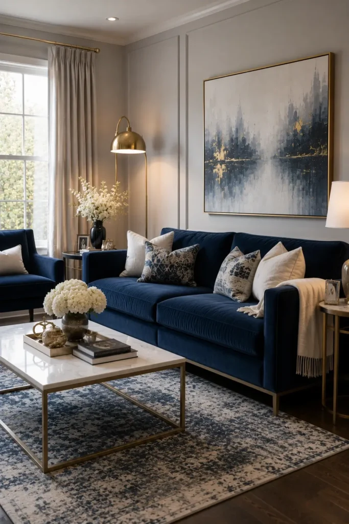 Blue Sofa as a Statement Piece