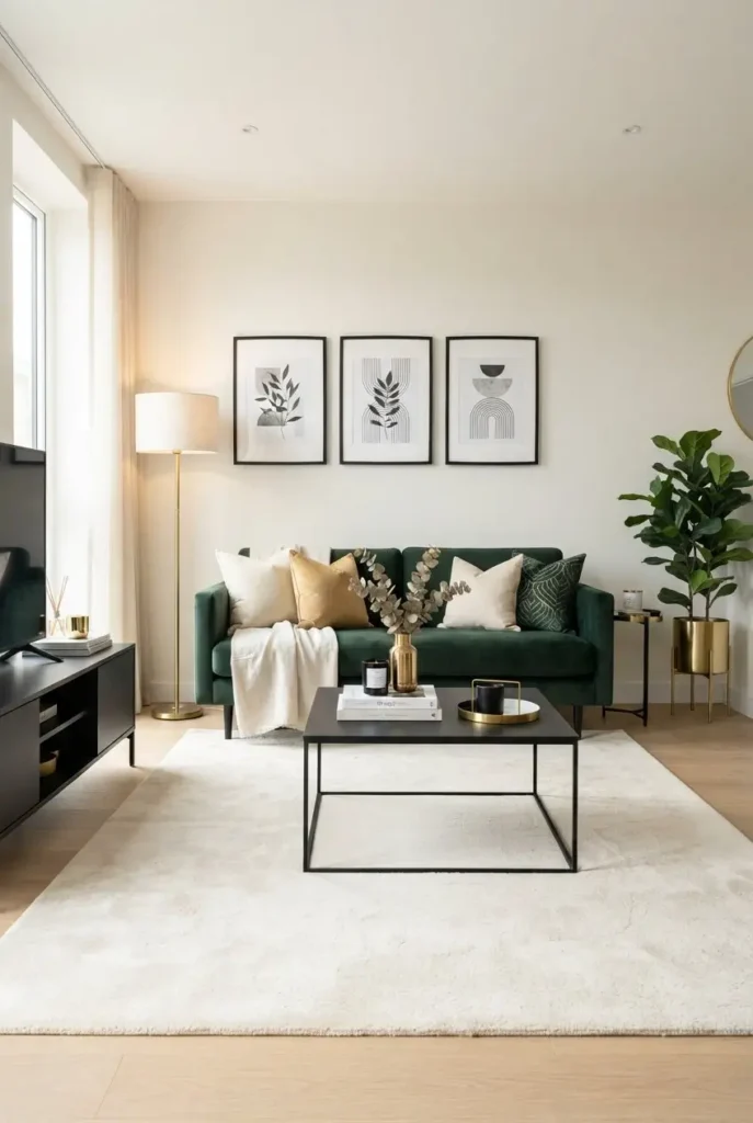 Black Accents Against Green and Gold