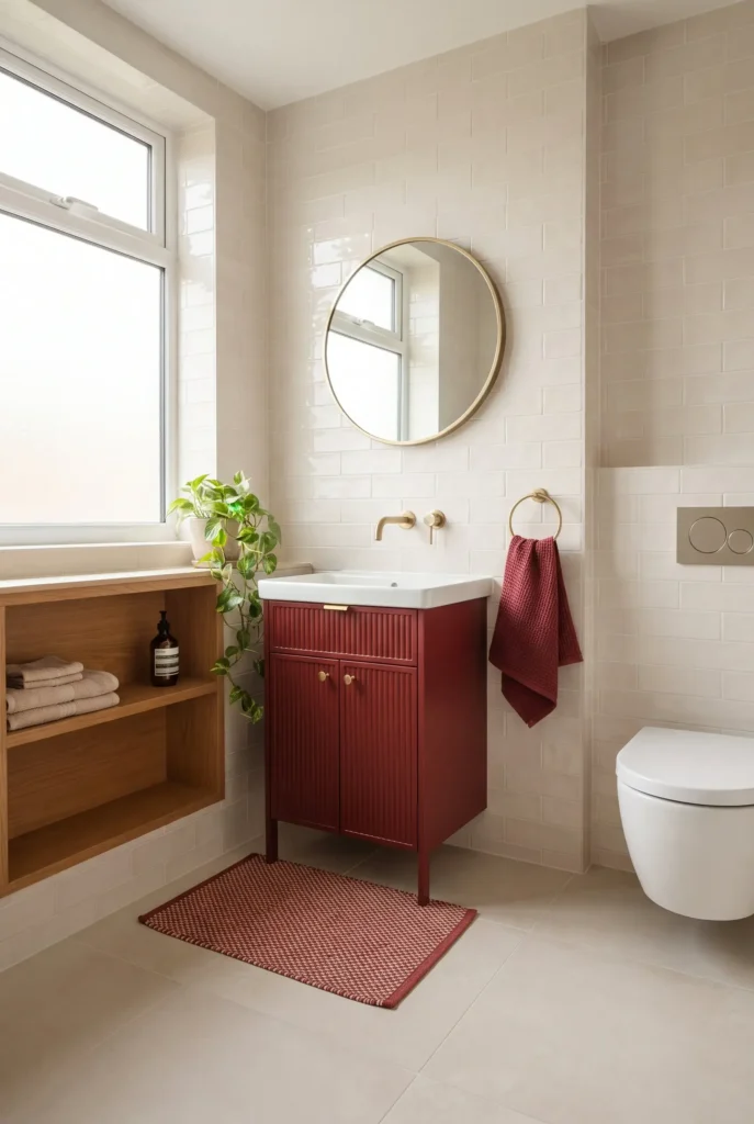 Small Beige and Red Bathroom Ideas