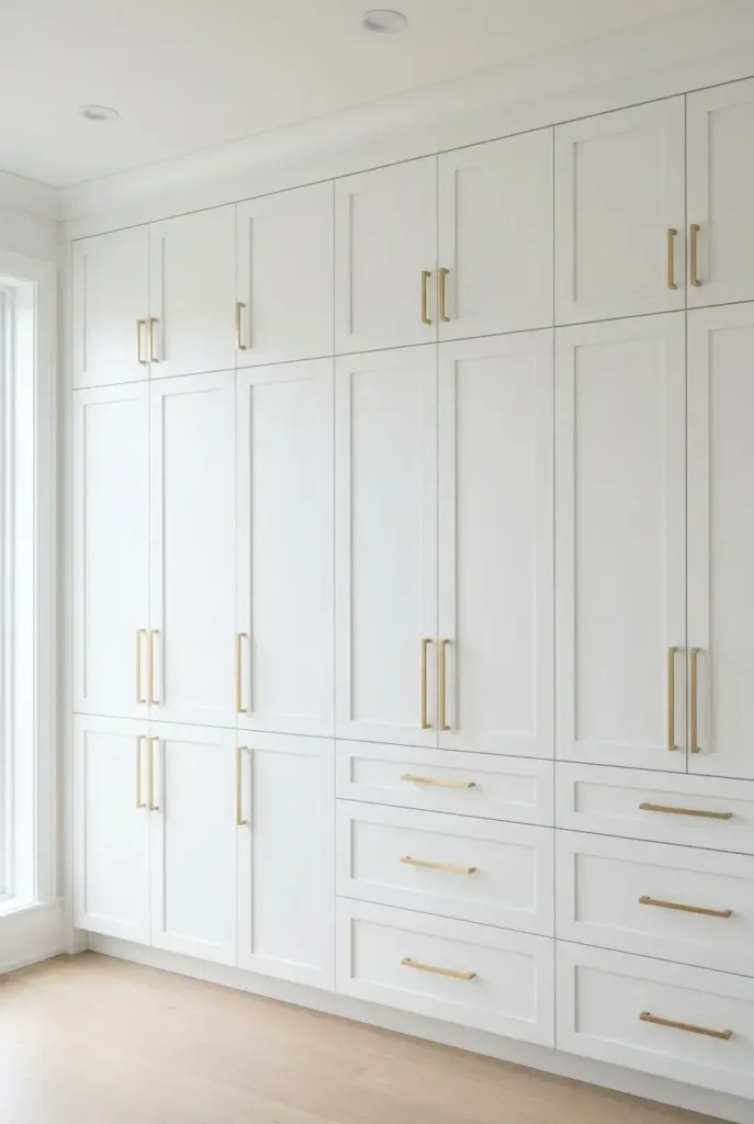 White Built-Ins with Gold Hardware