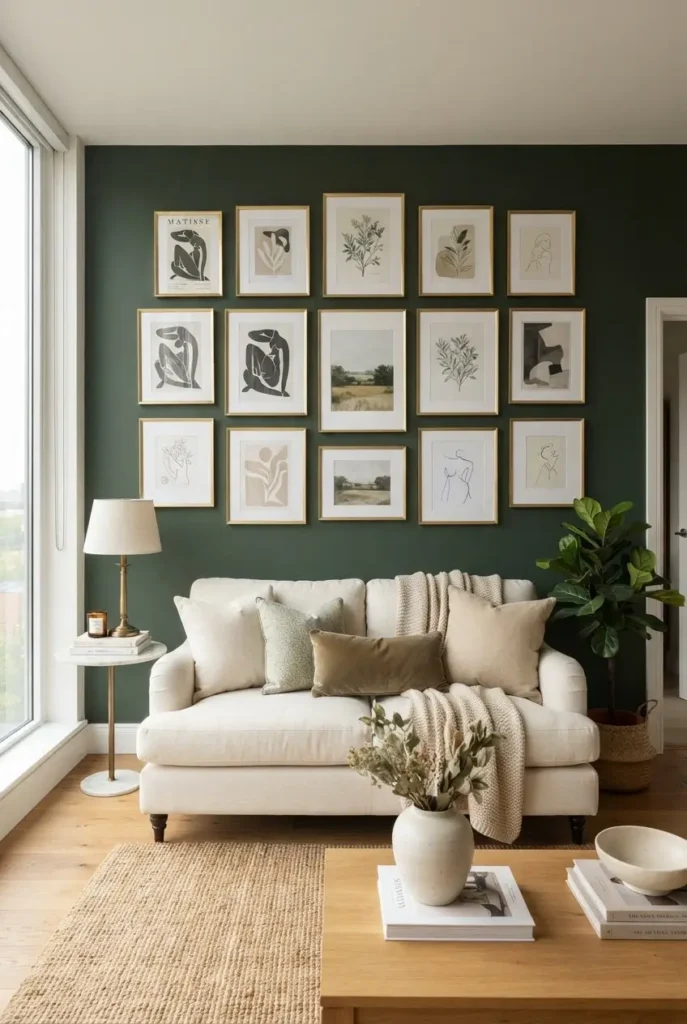 A Gallery Wall in Green and Gold