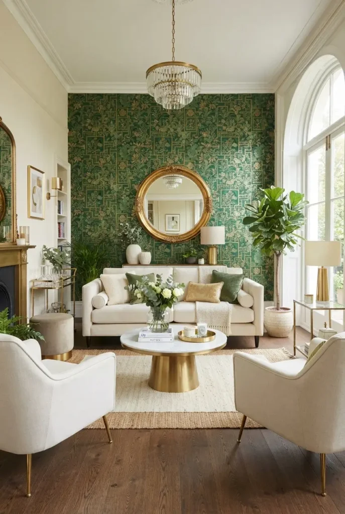 Wallpaper That Blends Green and Gold