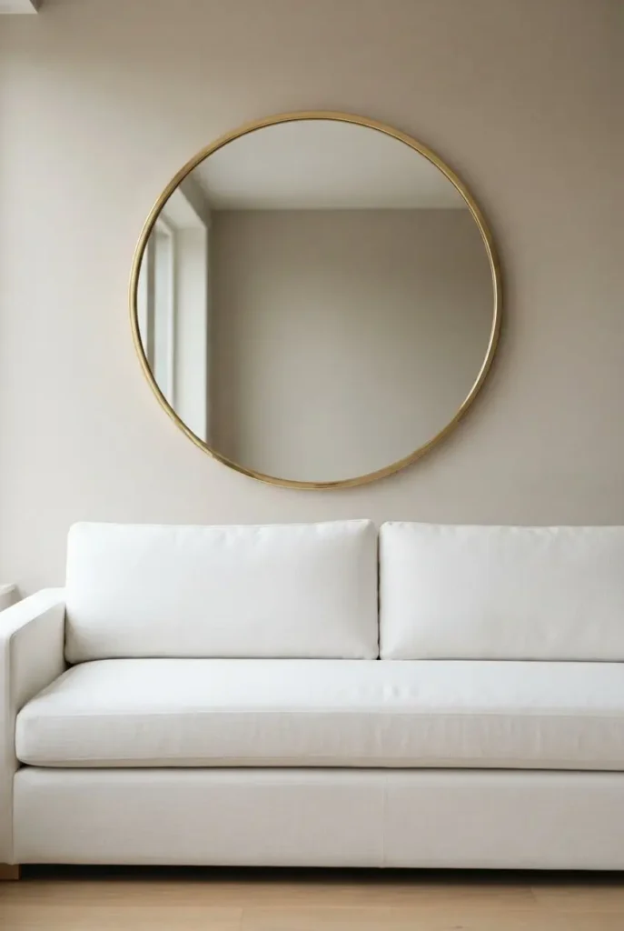Gold-Framed Mirror Above the Sofa