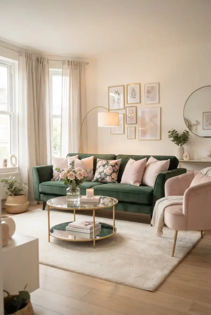 Blush Pink Mixed with Green and Gold