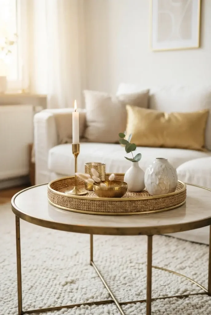 White and Gold Living Room Accessories