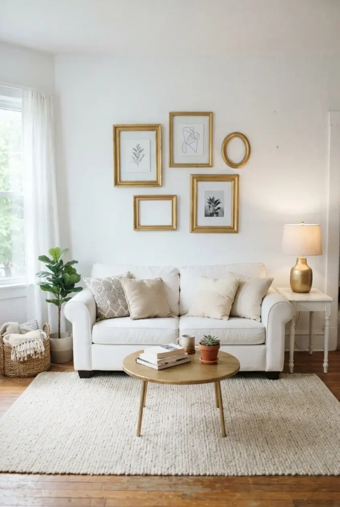 White and Gold Living Room Decor Ideas on a Budget