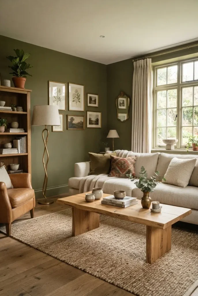 Olive Green and Gold Living Room Style&nbsp;