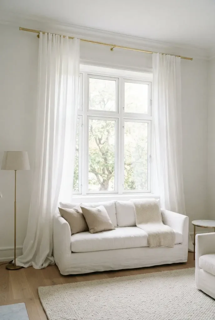 White and Gold Living Room Curtains
