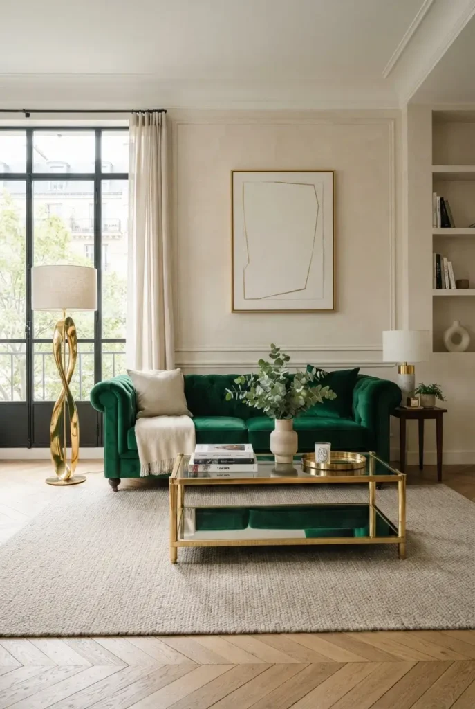 Emerald Green and Gold Living Room Ideas