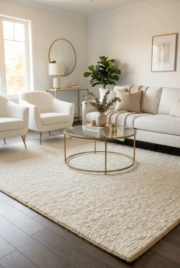 White and Gold Living Room Rug