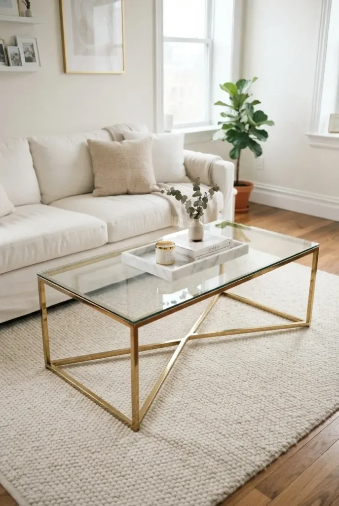 White and Gold Living Room Table