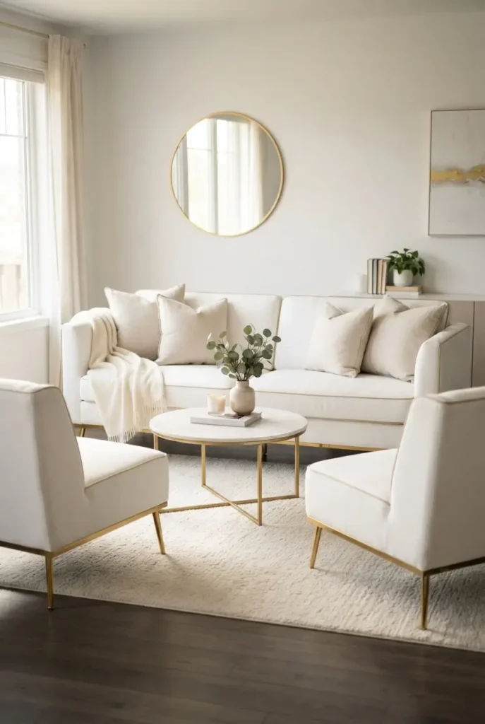 White and Gold Living Room Furniture