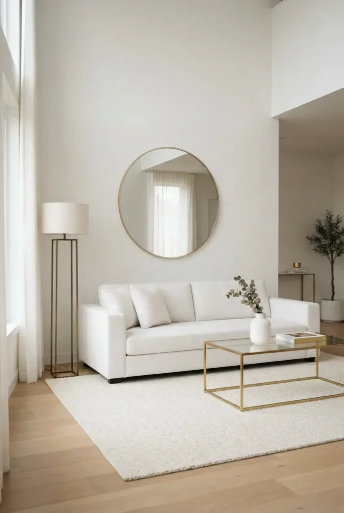 Modern White and Gold Living Room