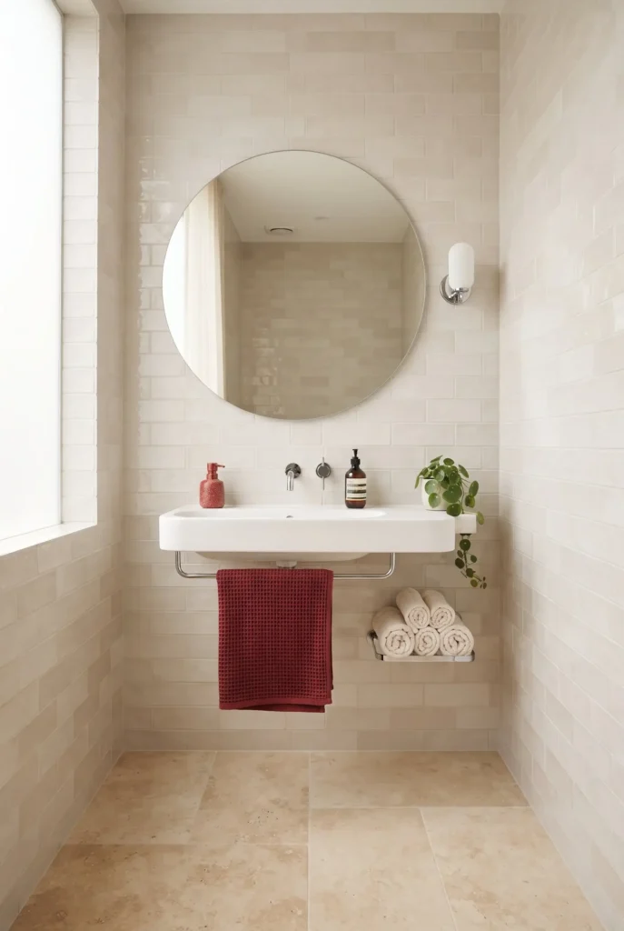 Keep Small Bathrooms Light With Beige Tile